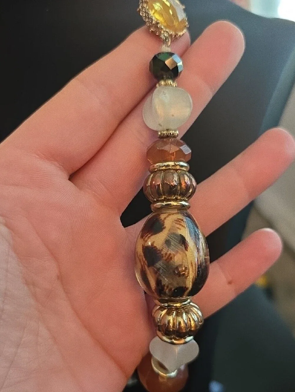 Statement Brown and Gold Beaded Women's Necklace